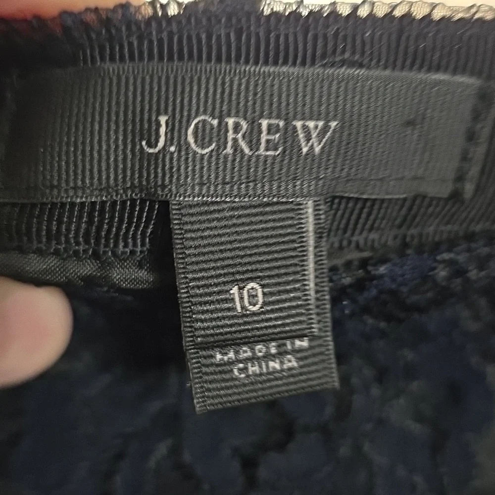 J. Crew Women's Black‎ Skirt Lacy Scallop Hem Side Zip Lined Goth Romantic Sz 10